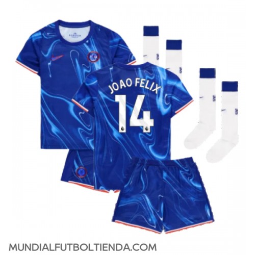 Camiseta Chelsea Joao Felix #14 Primera Equipación Replica 2024-25 para niños mangas cortas (+ Pantalones cortos)